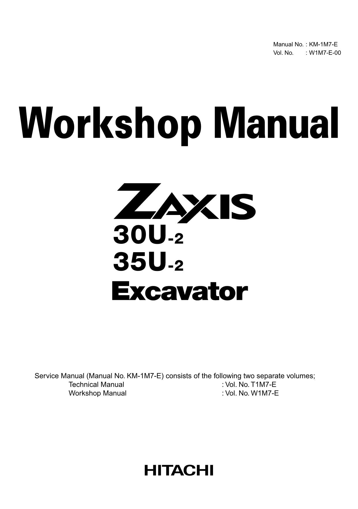 Manual de servicio y reparación de la excavadora Hitachi ZX30U-2 ZX35U-2