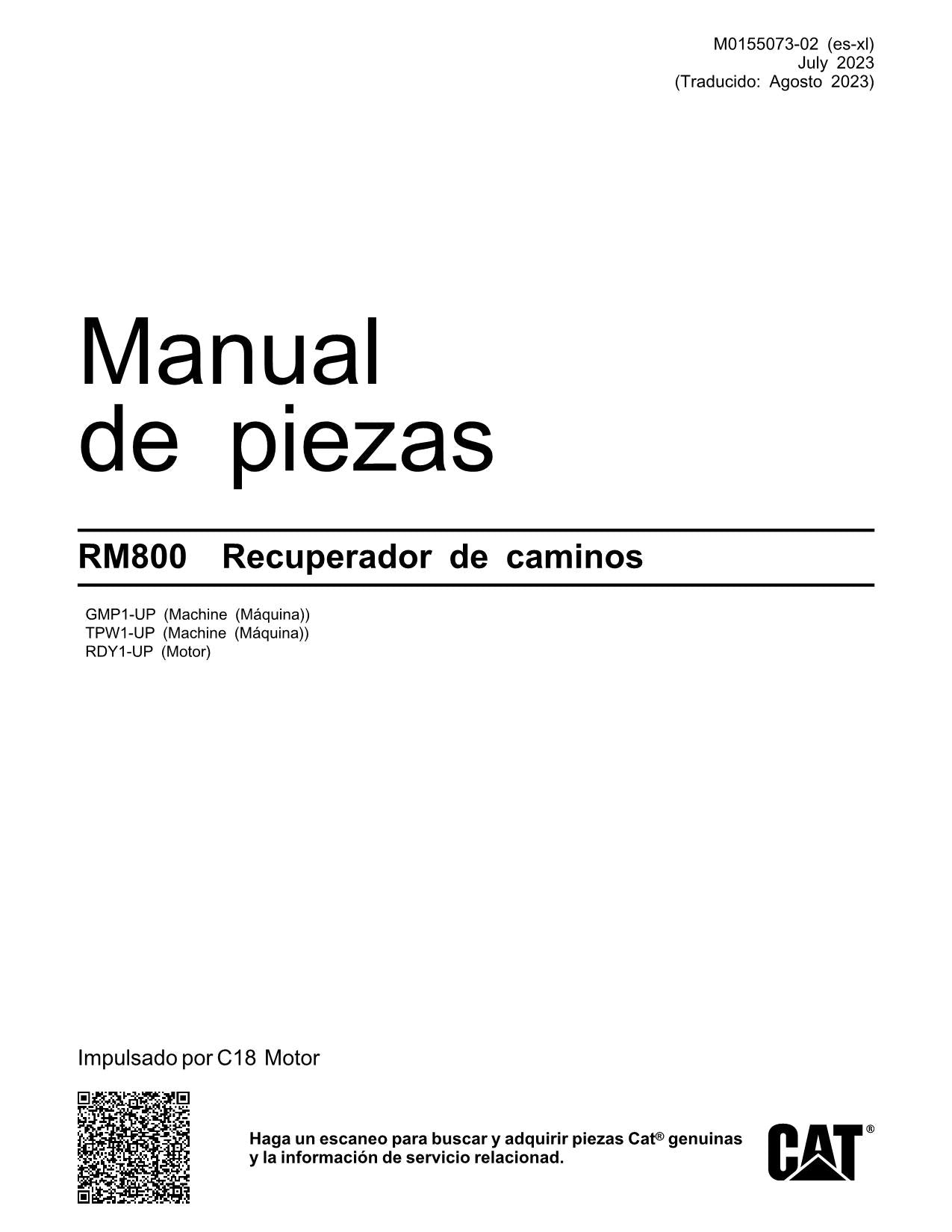Caterpillar RM800 Mezclador giratorio Manual de piezas Español