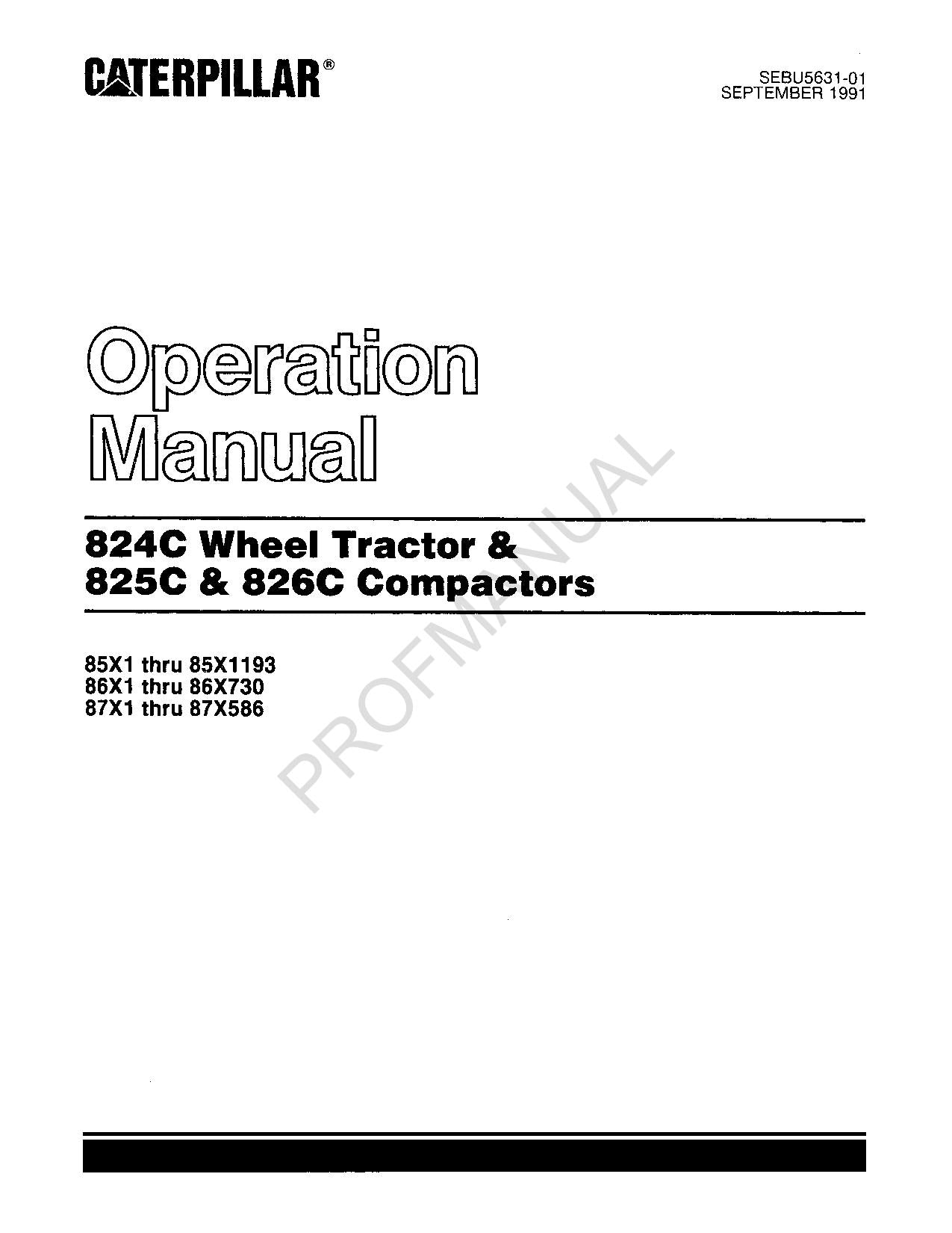 Manual del operador del tractor de ruedas Caterpillar 824C, compactador 825C y 826C n.° 3
