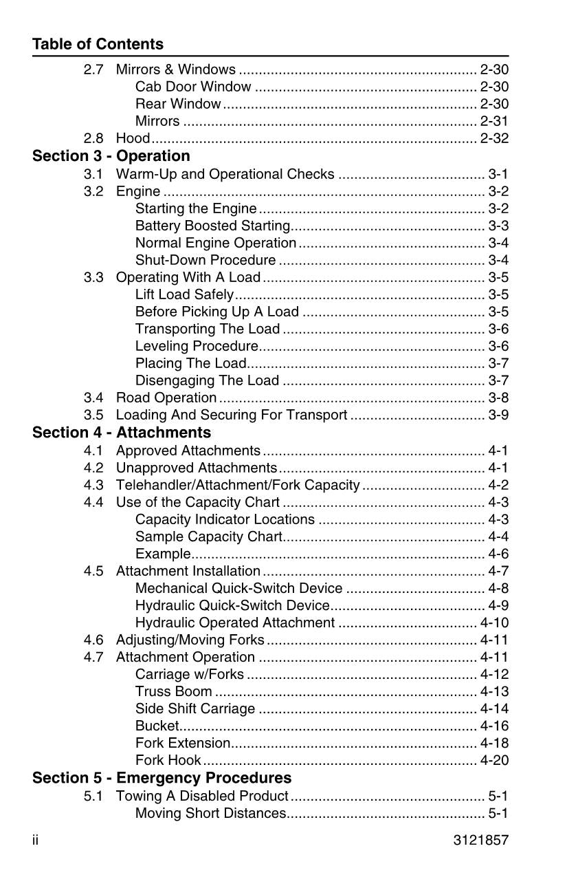 Manual del operador de mantenimiento y operación del manipulador telescópico JLG 4017