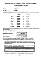 Liebherr R914 Litronic Excavator Operators manual serial 6001