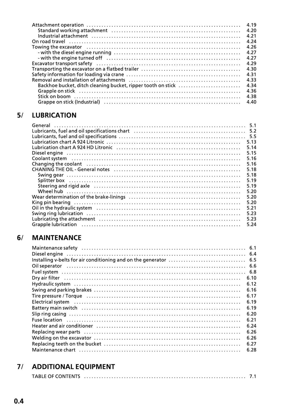 Liebherr A924 LITRONIC A924 HD LITRONIC Excavator Operators manual