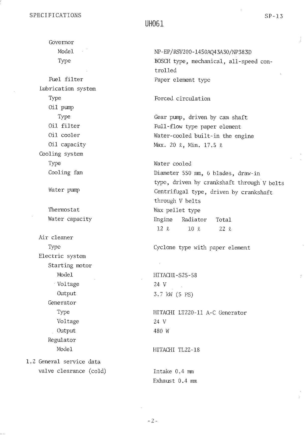 HITACHI UH061 Excavator Service Manual