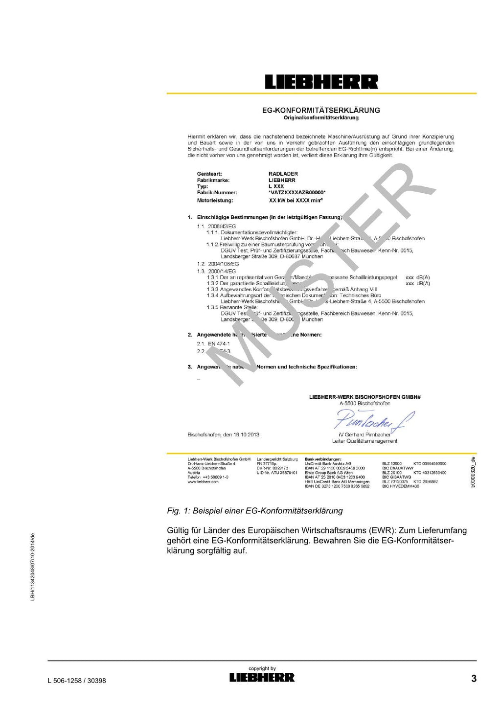 Liebherr L506 Radlader Betriebsanleitung ser 30398