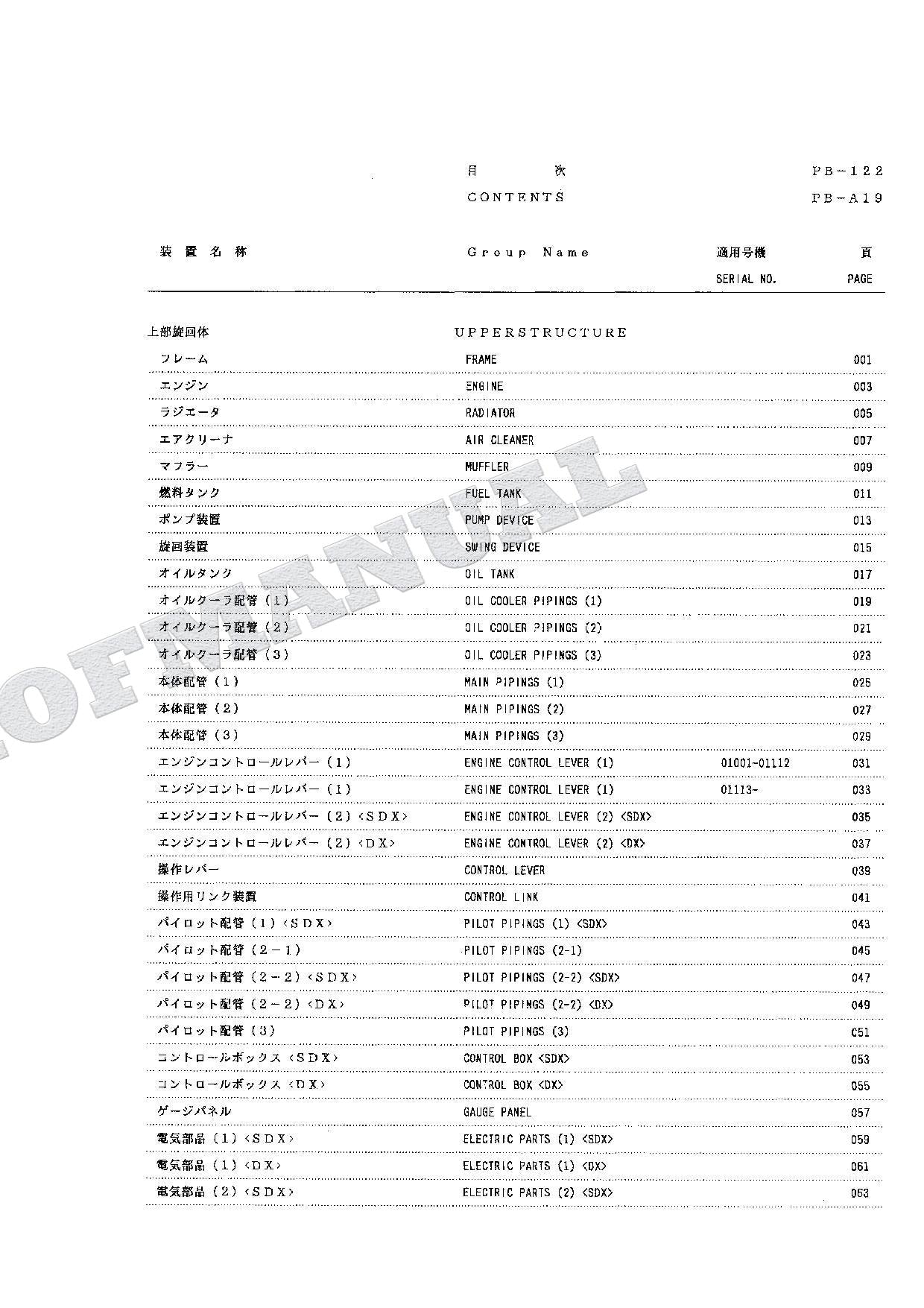HITACHI EX90 Excavator Parts Catalog Manual