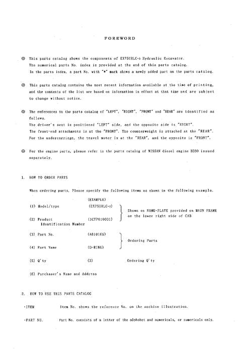 Manual del catálogo de piezas de la excavadora Hitachi EX50U