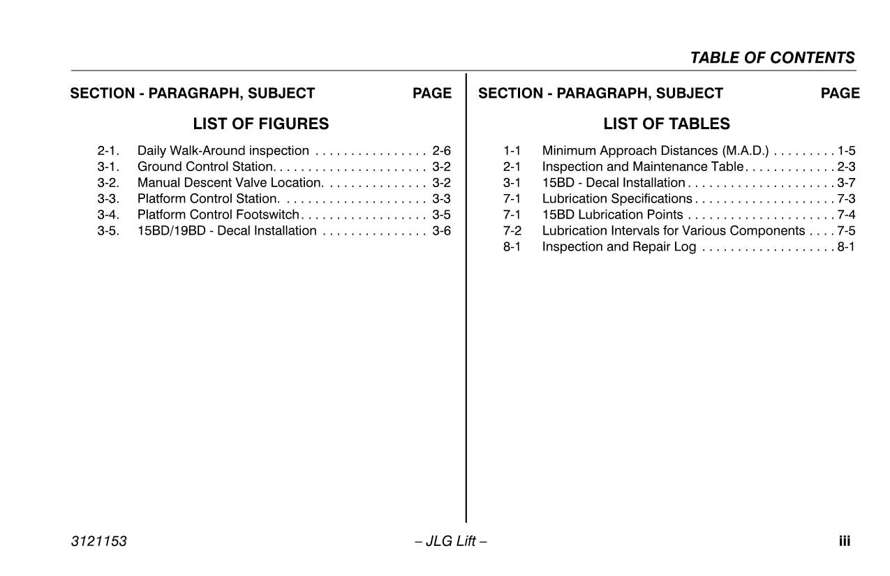 Manual del operador de mantenimiento y operación del mástil vertical JLG 15BD 19BD