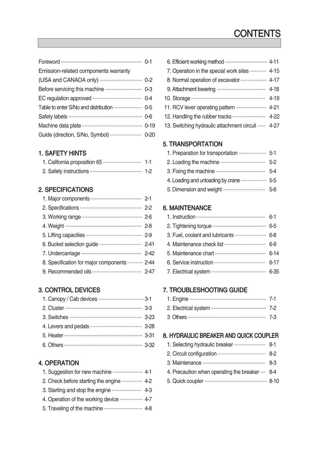 Hyundai HX27AZ CRAWLER EXCAVATOR Operators Maintenance Manual