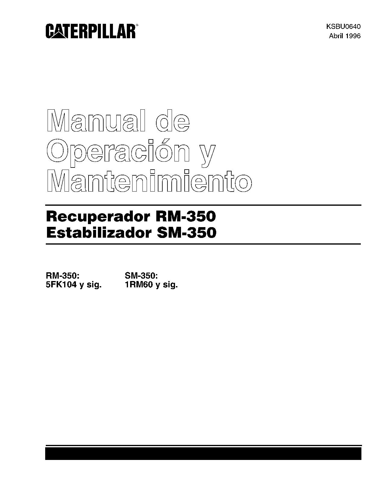 Caterpillar RM 350 SM 350 Mezclador giratorio Manual de Operación Español