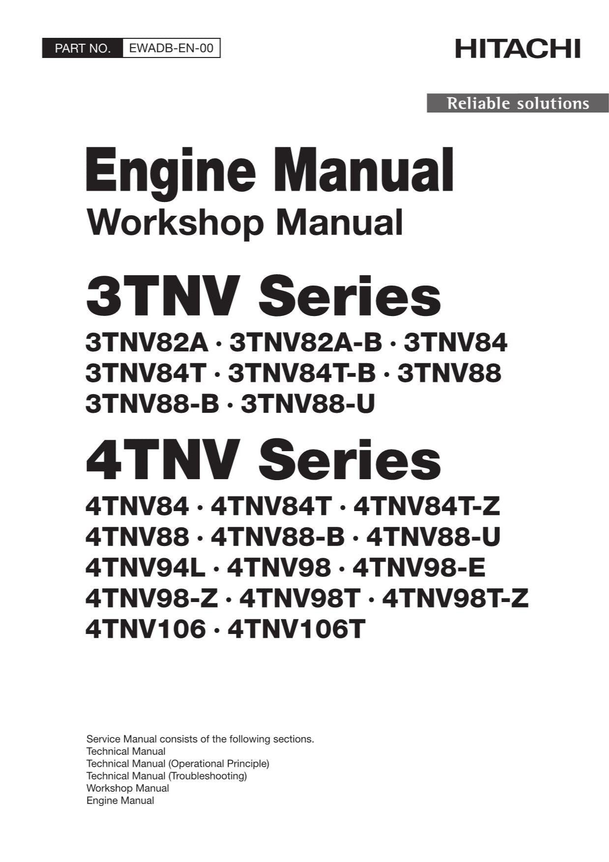 Hitachi Yanmar 4TNV84T-Z 4TNV88 Workshop Service Repair Manual with Schemes