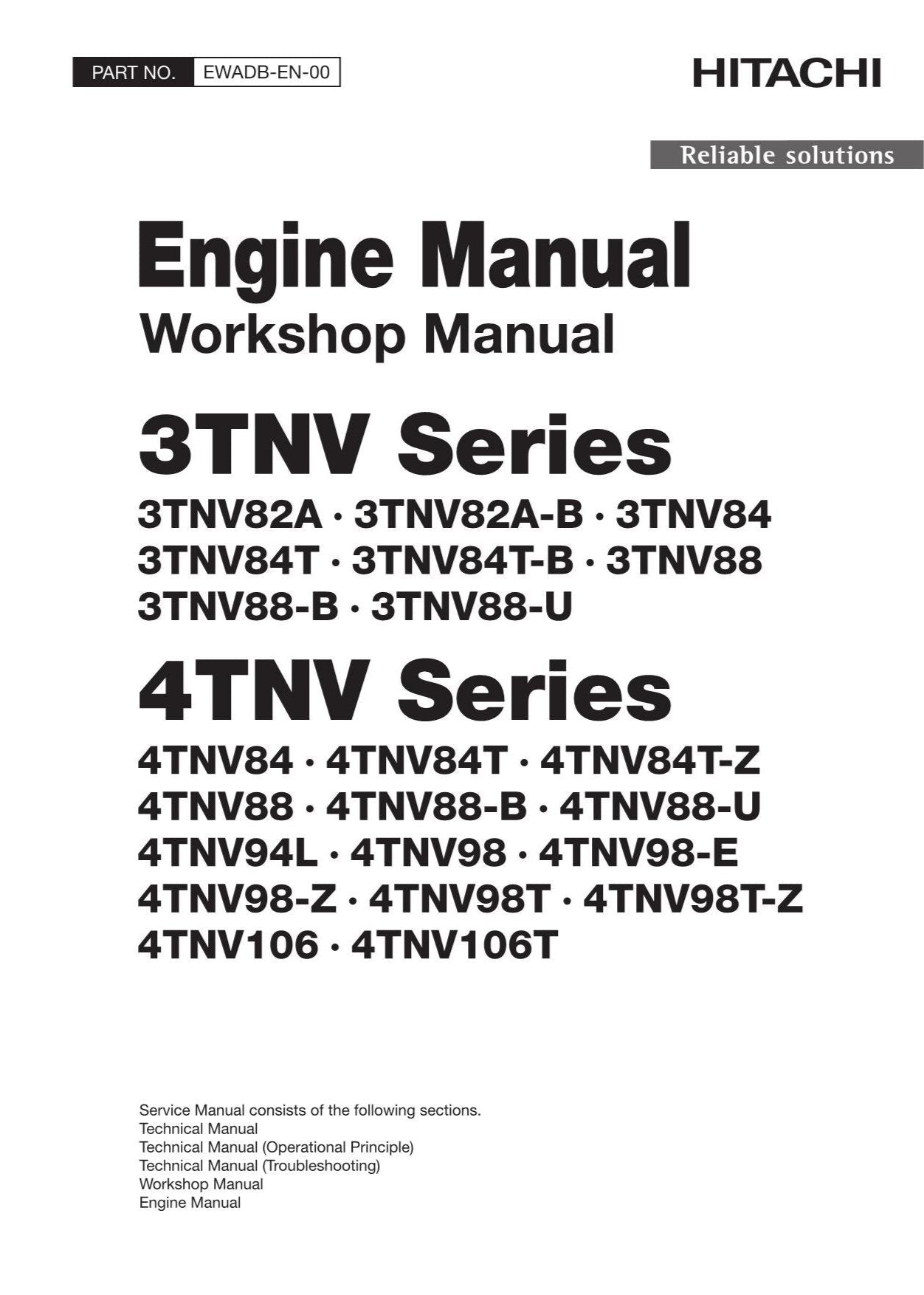 Hitachi Yanmar 4TNV98T 4TNV98T-Z Workshop Service Repair Manual with Schemes