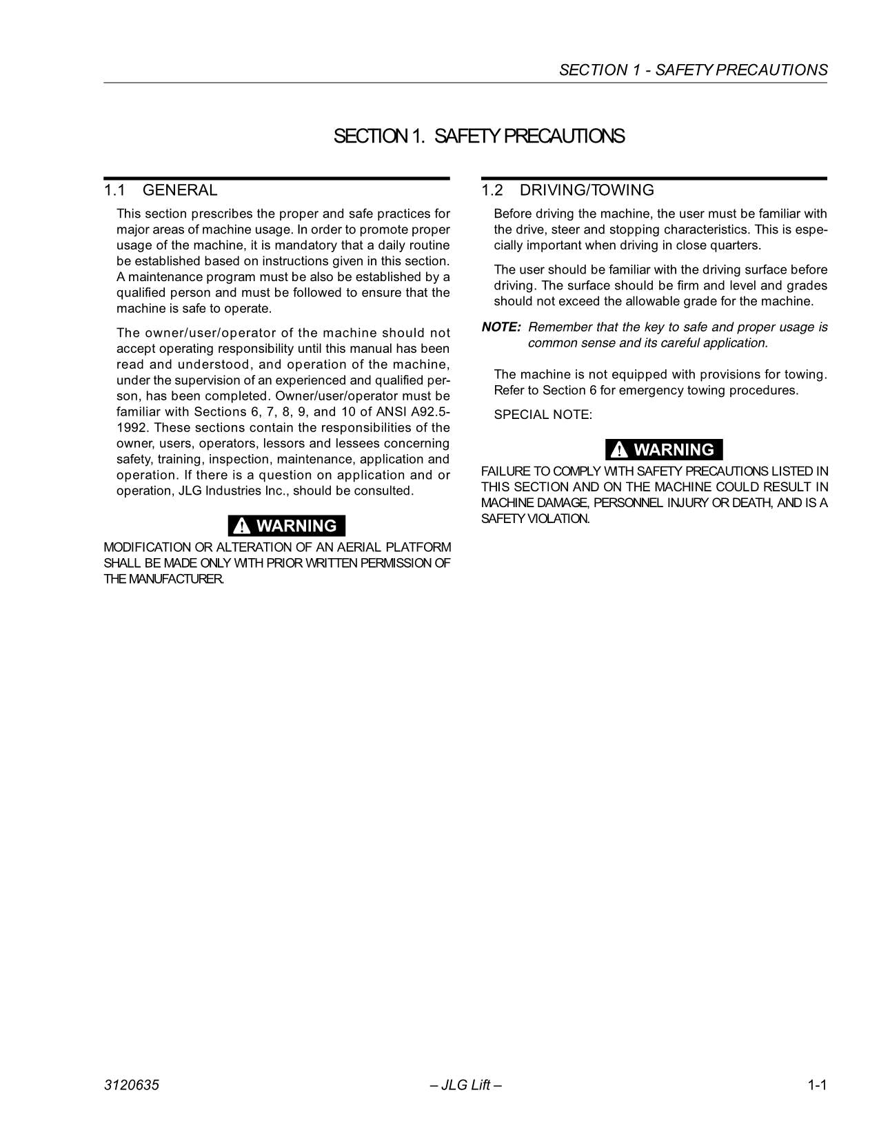 Manual del operador de mantenimiento de plataformas elevadoras JLG 100HX 100HX+10 110HX 3120635