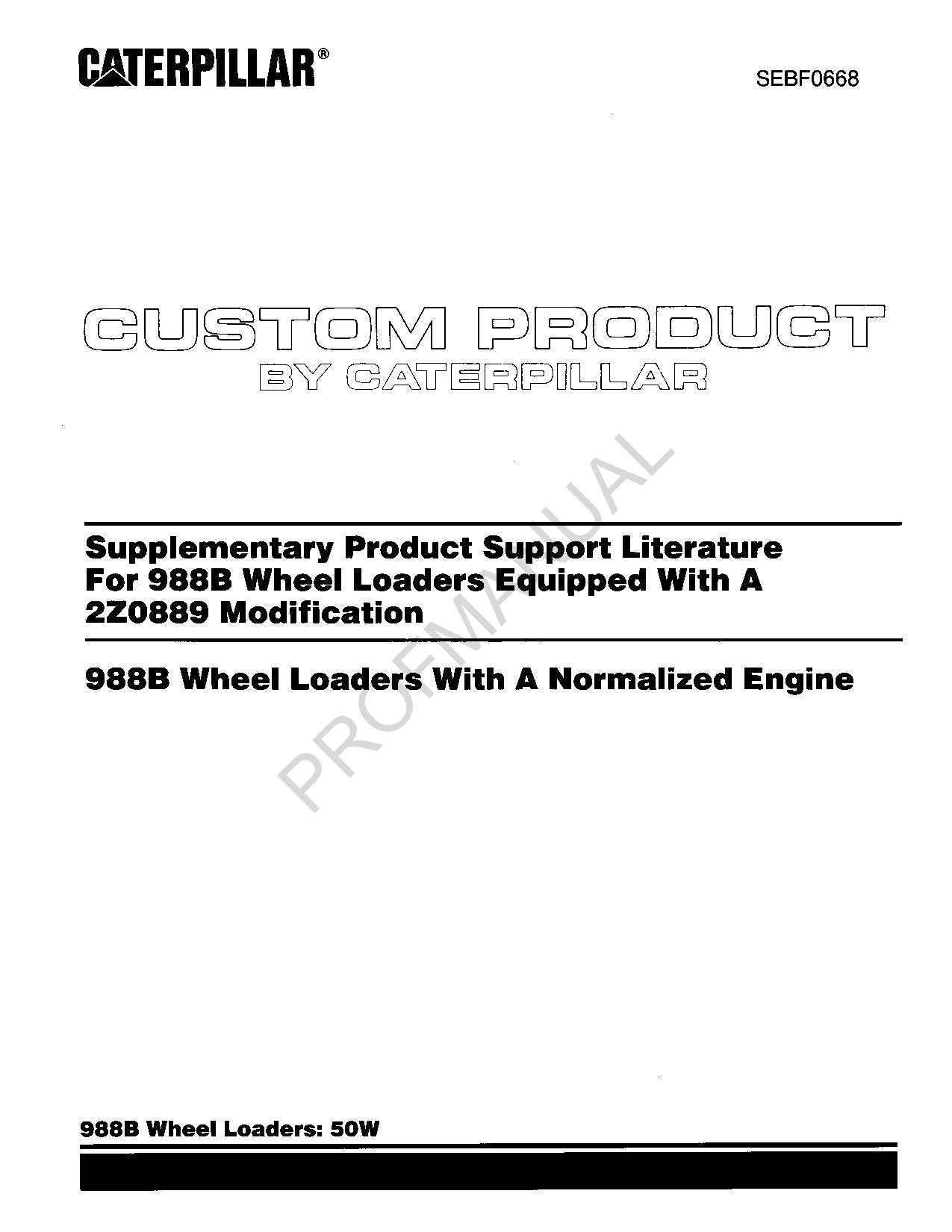 Manual del catálogo de piezas del módulo W-2Z0889 equipado con el suplemento 988B de Caterpillar SEBF0668