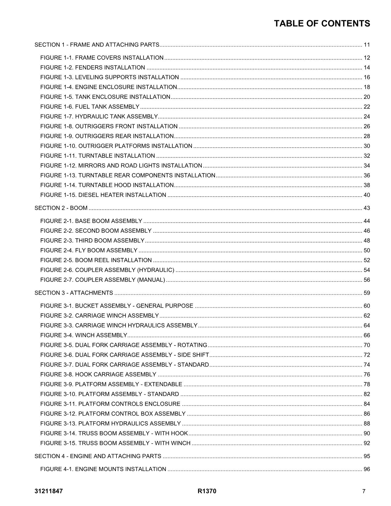 JLG R1370 Telehandler Parts Catalog Manual