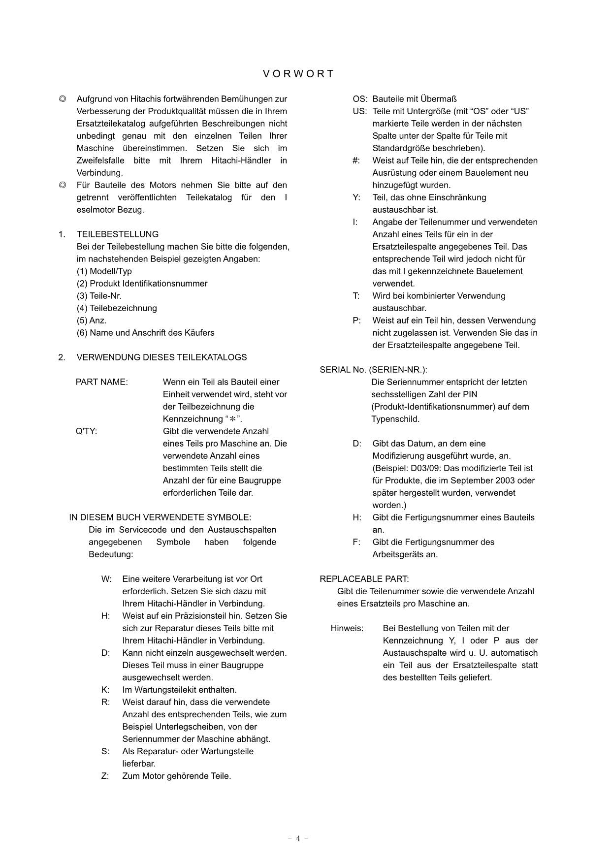 Hitachi ZW180-5A Wheel Loader Parts Catalog Manual SN 000101-up