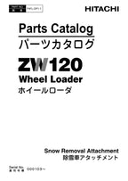 Hitachi ZW120 Snow Removal Attach Wheel Loader Parts Catalog Manual SN 000103-up