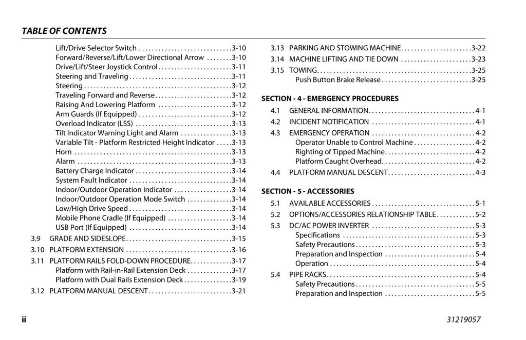 Manual del operador de mantenimiento y operación de elevadores de tijera JLG ES2632 ES3246 31219057
