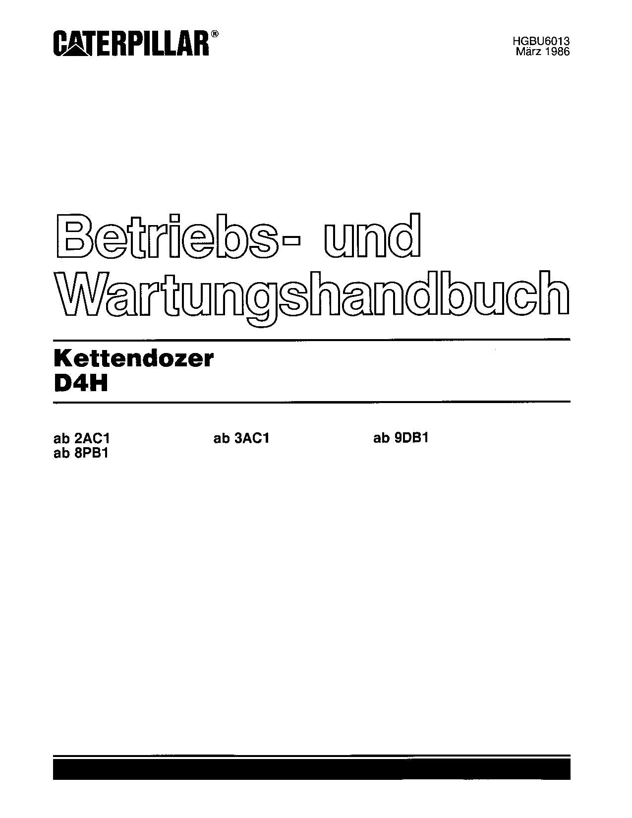 Caterpillar D4H Bulldozer Betriebsanleitung Wartungshandbuch