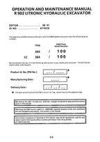 Liebherr R902 Litronic Excavator Operators manual serial 100