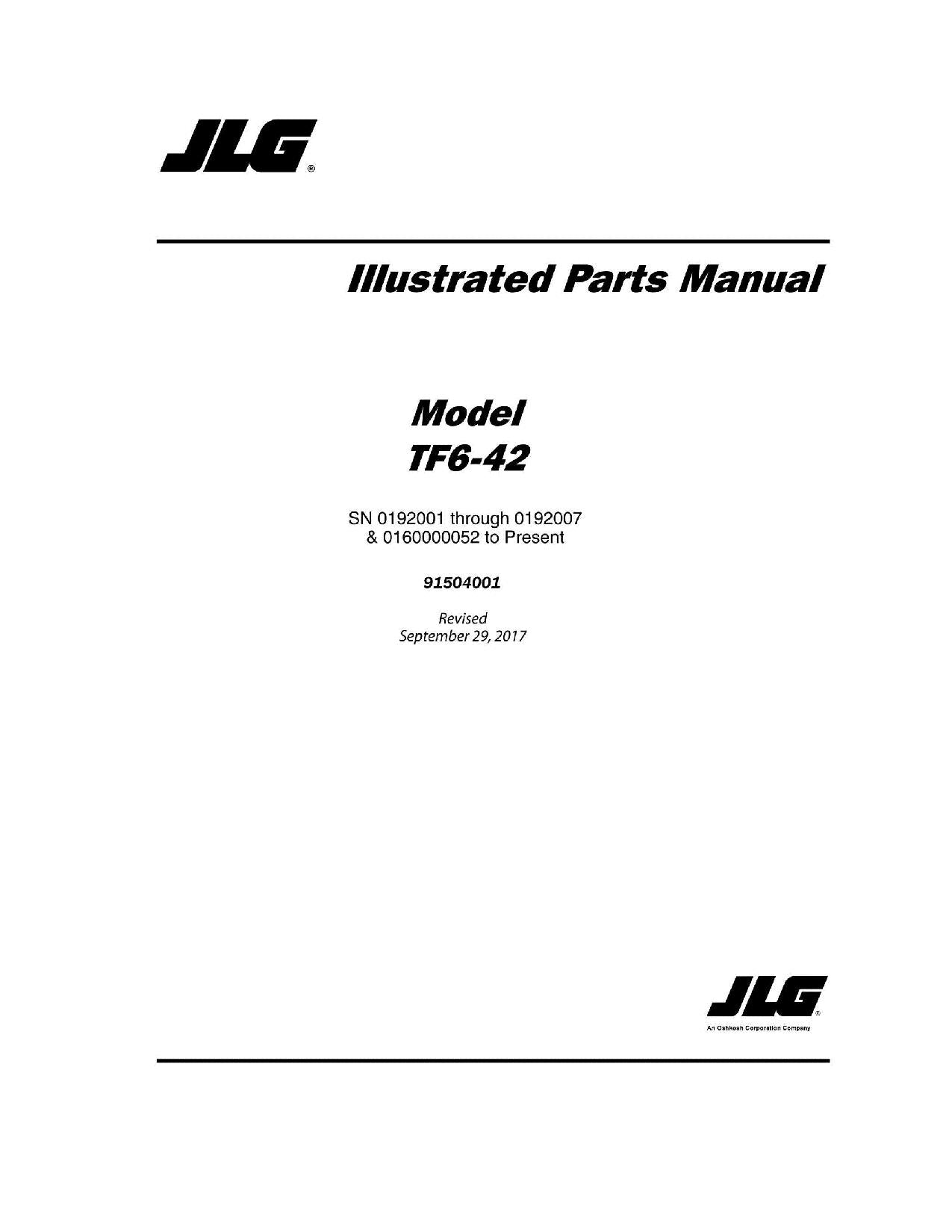 Manual del catálogo de piezas del manipulador telescópico JLG G6-42A