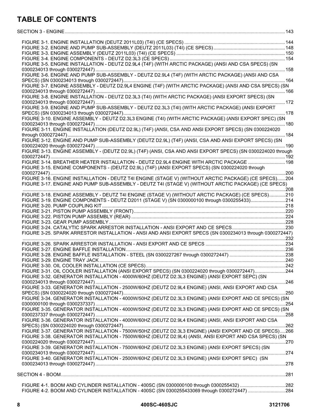 JLG 400SC 460SJC Boom Lift Parts Catalog Manual 0300000100-0300272447