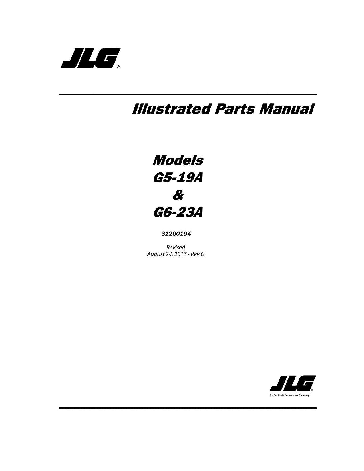 Manual del catálogo de piezas del manipulador telescópico JLG G5-19A G6-23A