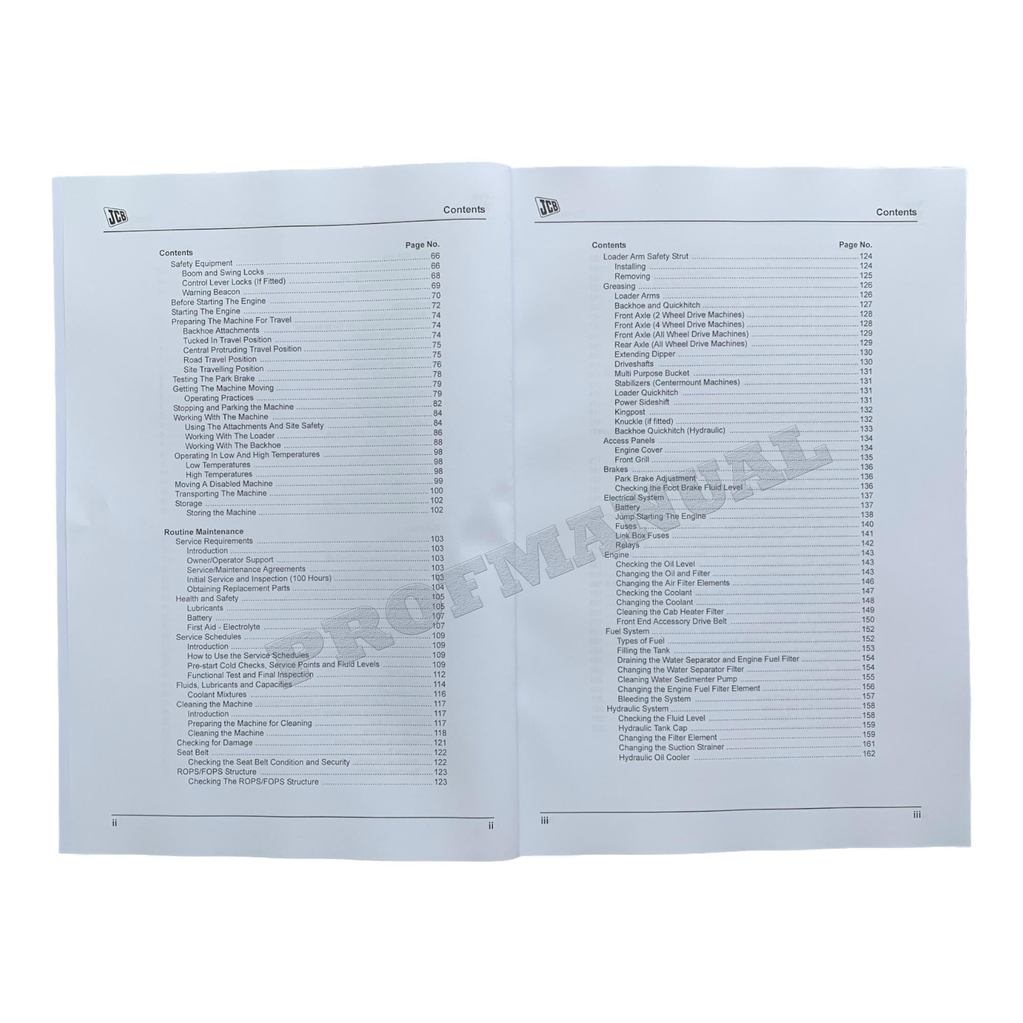 JCB 214S 4CX14 215S 4CX15 217S 4CX17 Backhoe Loader Operators Manual