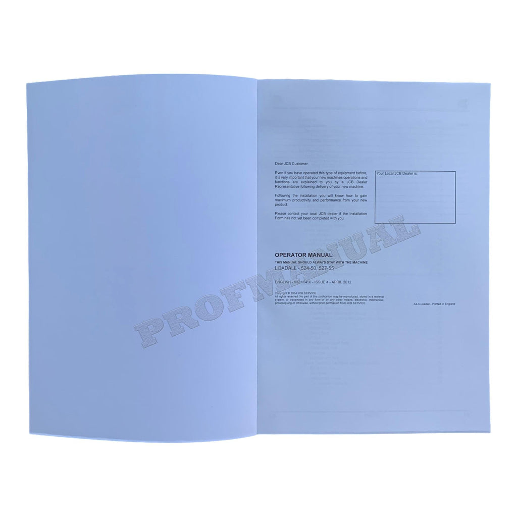 JCB 524-50 527-55 Telescopic Handler Operators Manual 9821_0450