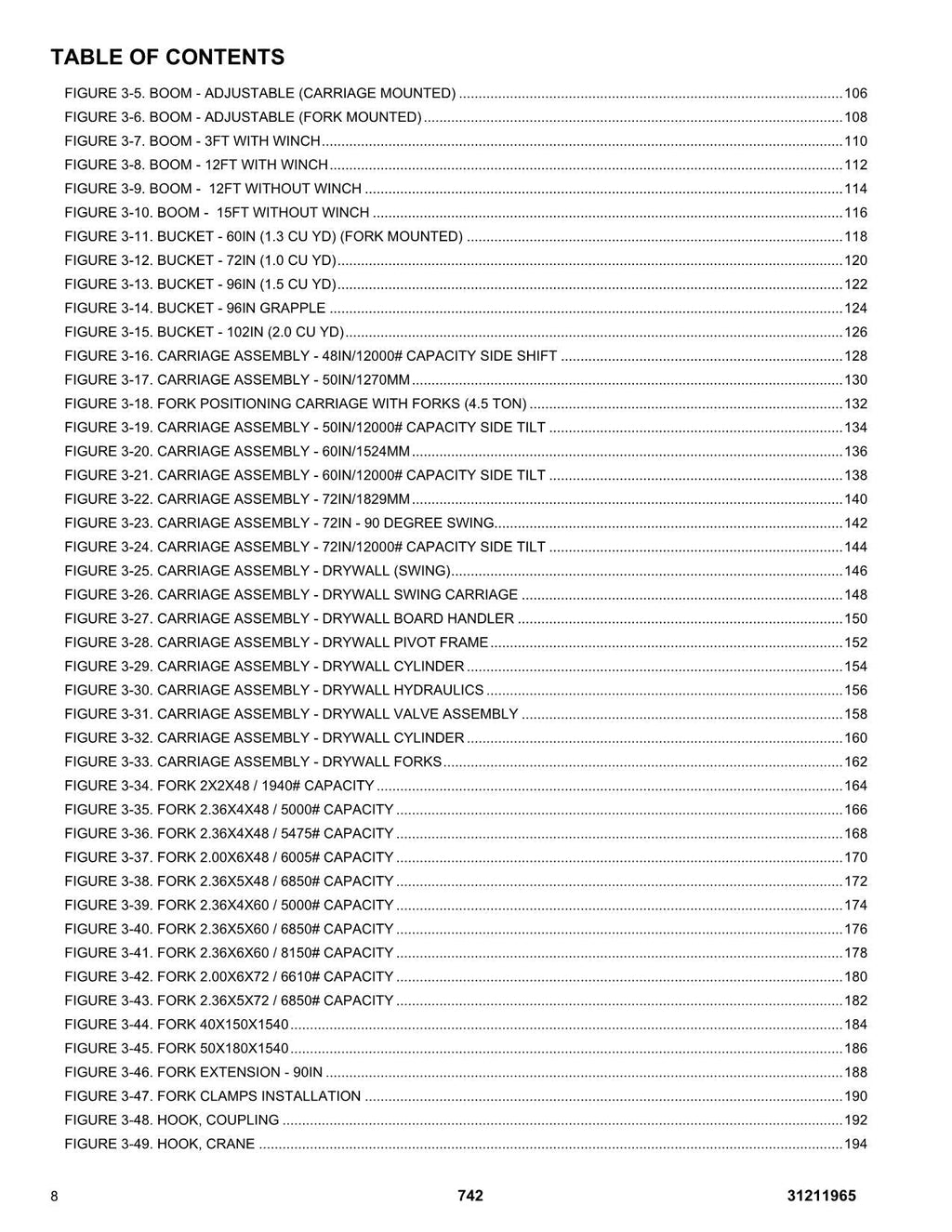 JLG 742 Telehandler  Parts Catalog Manual