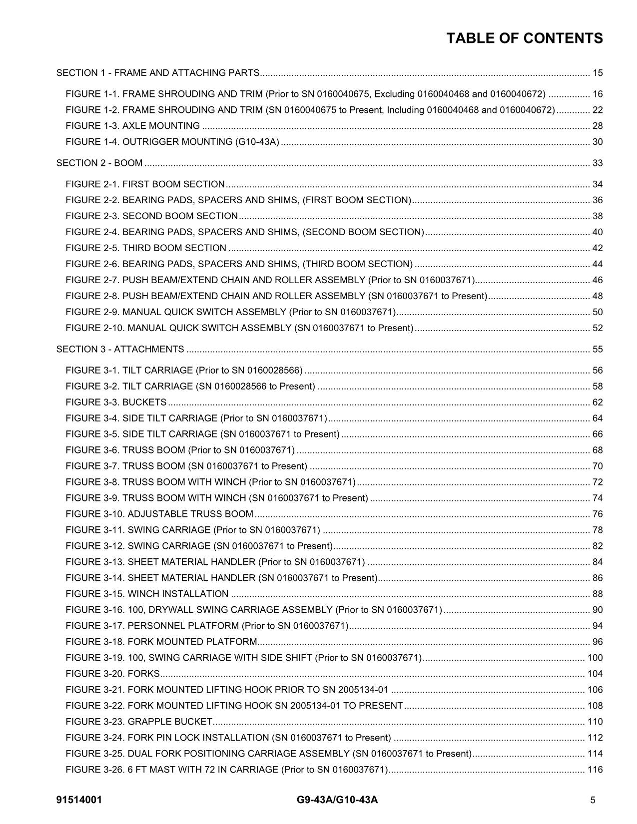 Manual del catálogo de piezas del manipulador telescópico JLG G10-43A G9-43A