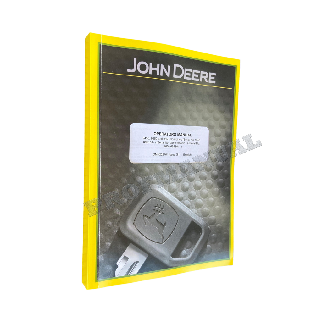 Manual del operador de la cosechadora John Deere 9450, 9550 y 9650 + ¡Extra! OMH202764