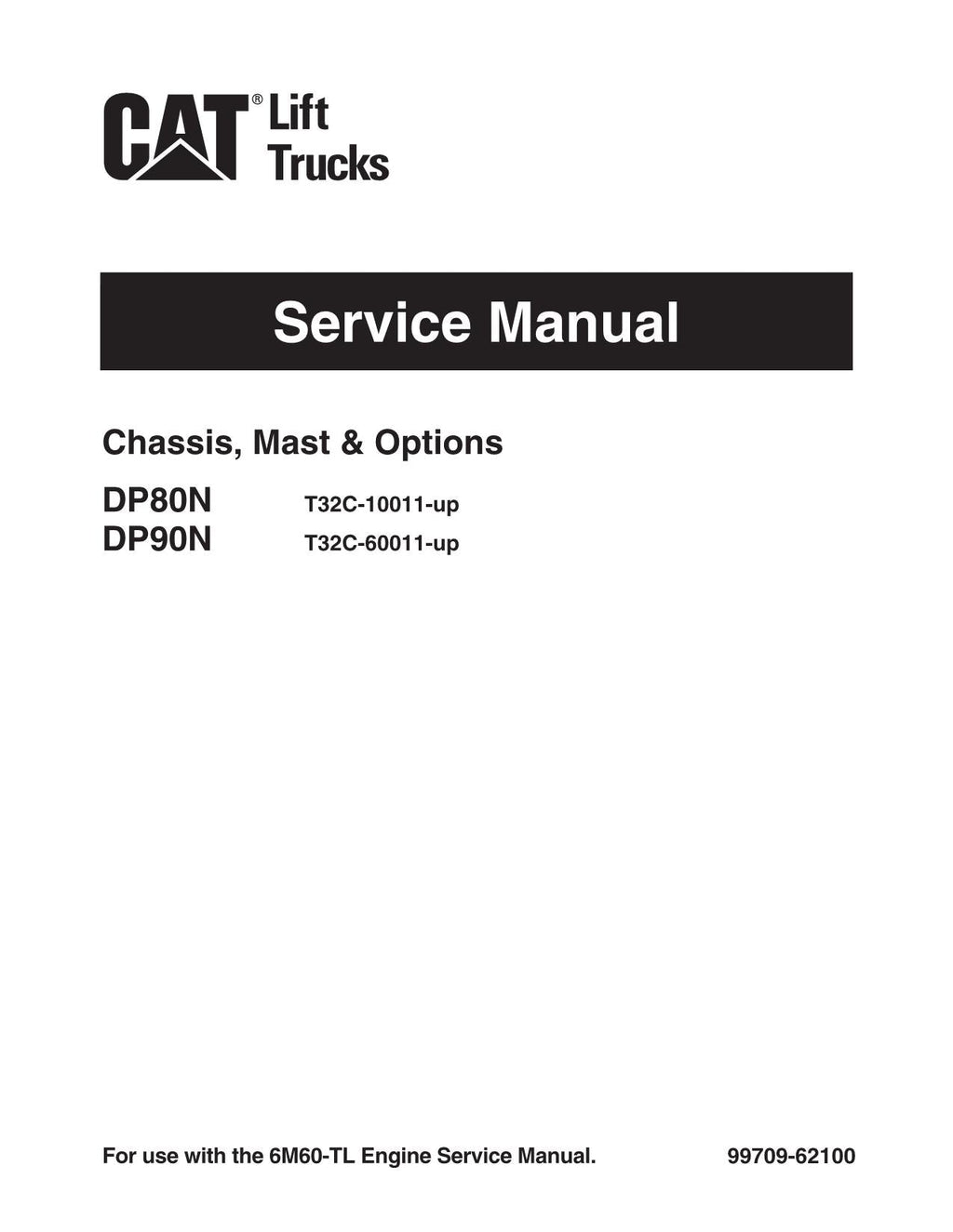 Manual de servicio de opciones de mástil de chasis para carretillas elevadoras Caterpillar DP80 y DP90