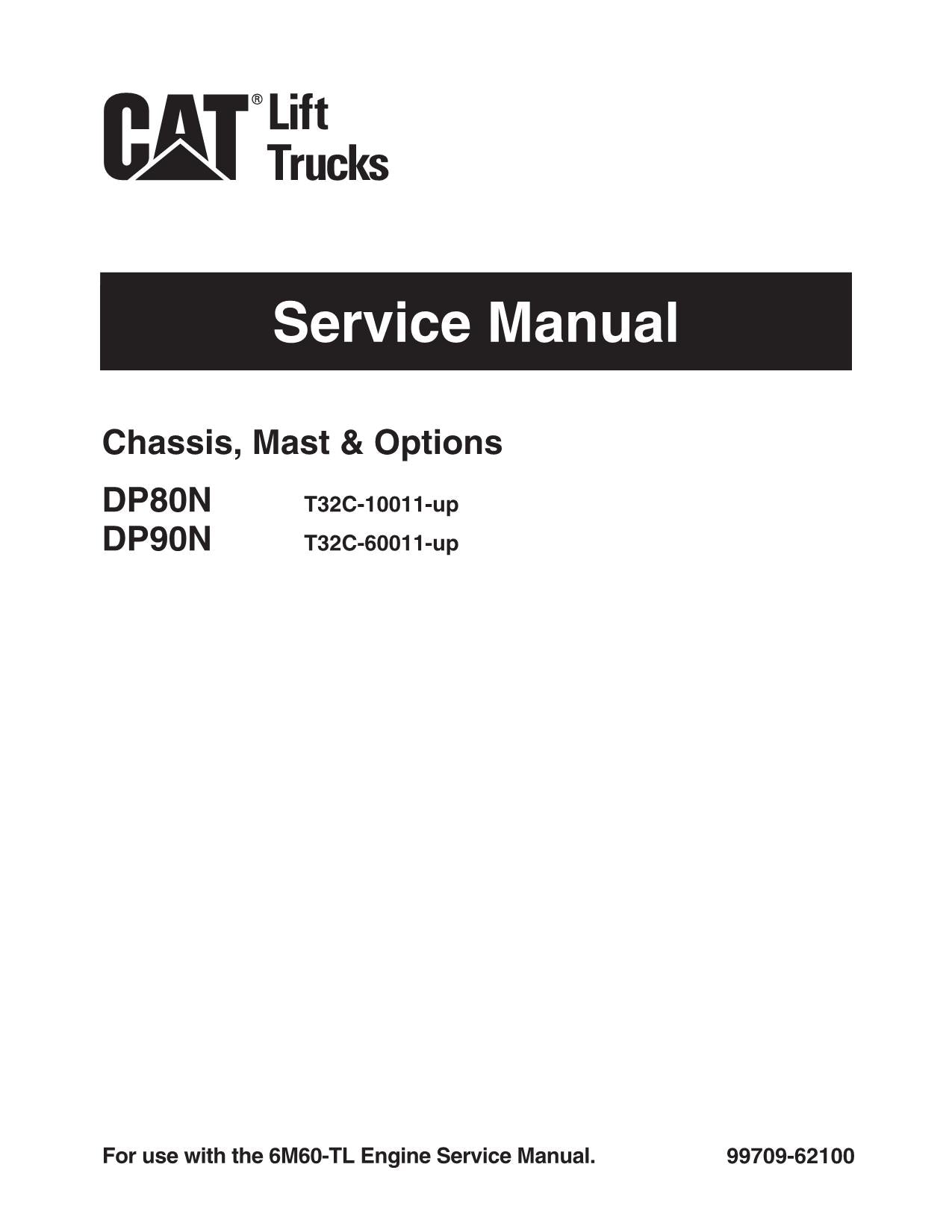 Manual de servicio de opciones de mástil de chasis para carretillas elevadoras Caterpillar DP80 y DP90