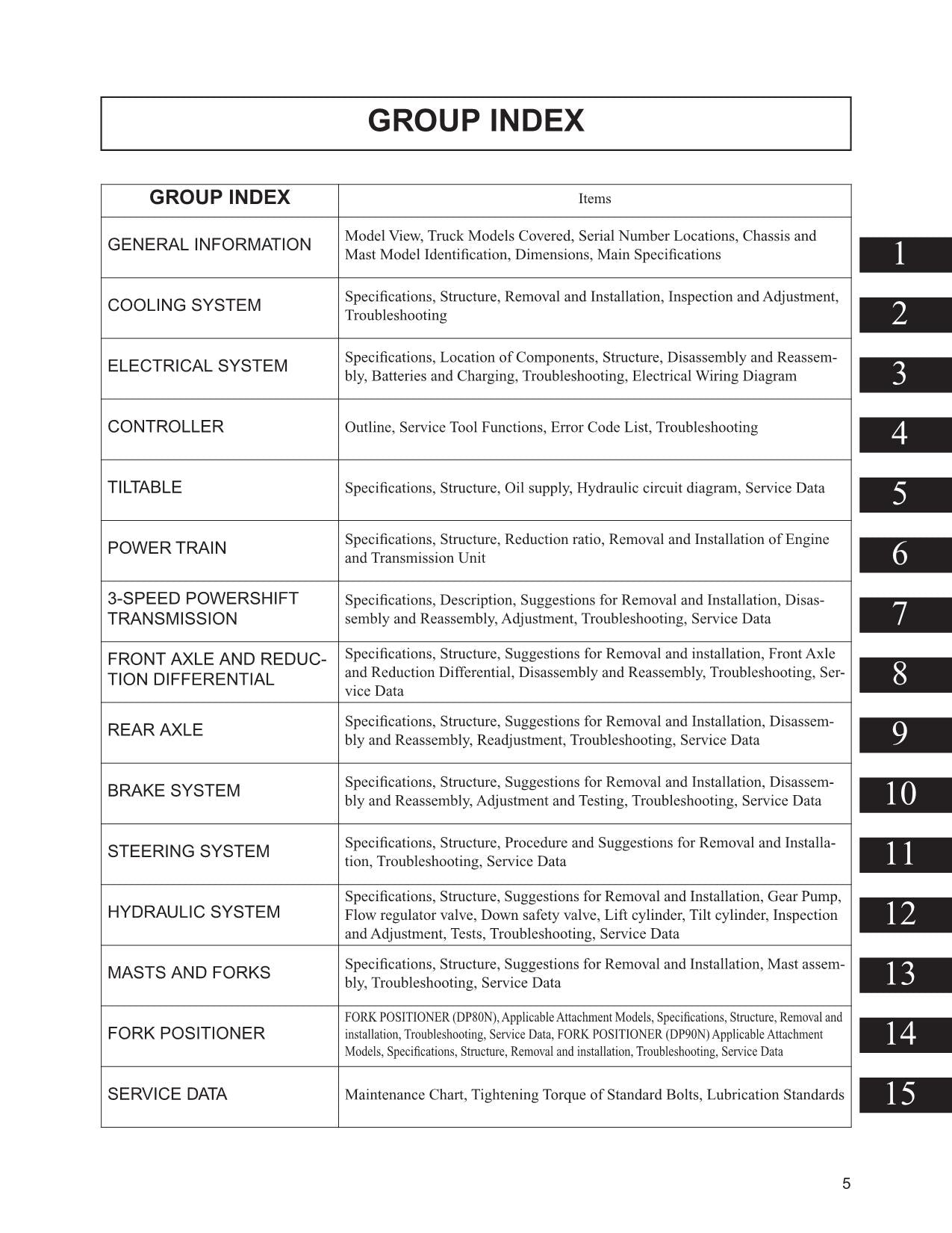 Manual de servicio de opciones de mástil de chasis para carretillas elevadoras Caterpillar DP80 y DP90