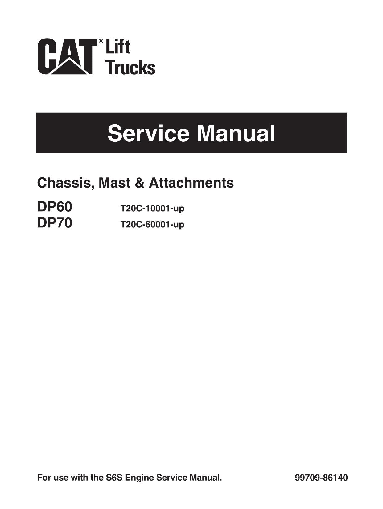Manual de servicio del accesorio de la carretilla elevadora Caterpillar DP60 DP70