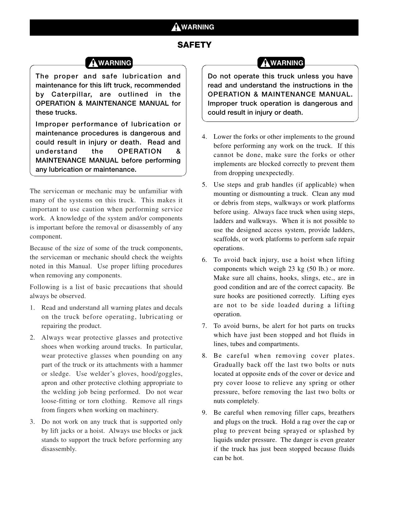 Manual de servicio del mástil del chasis del suplemento de opciones de bajo ruido Caterpillar DP80 DP90