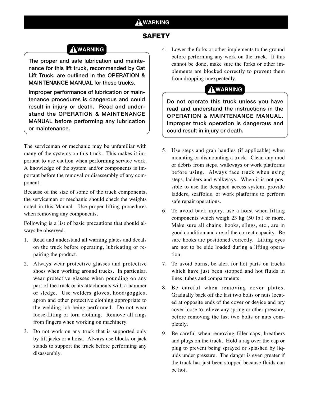 Manual de servicio del mástil del chasis de las carretillas elevadoras Caterpillar DP80 y DP90