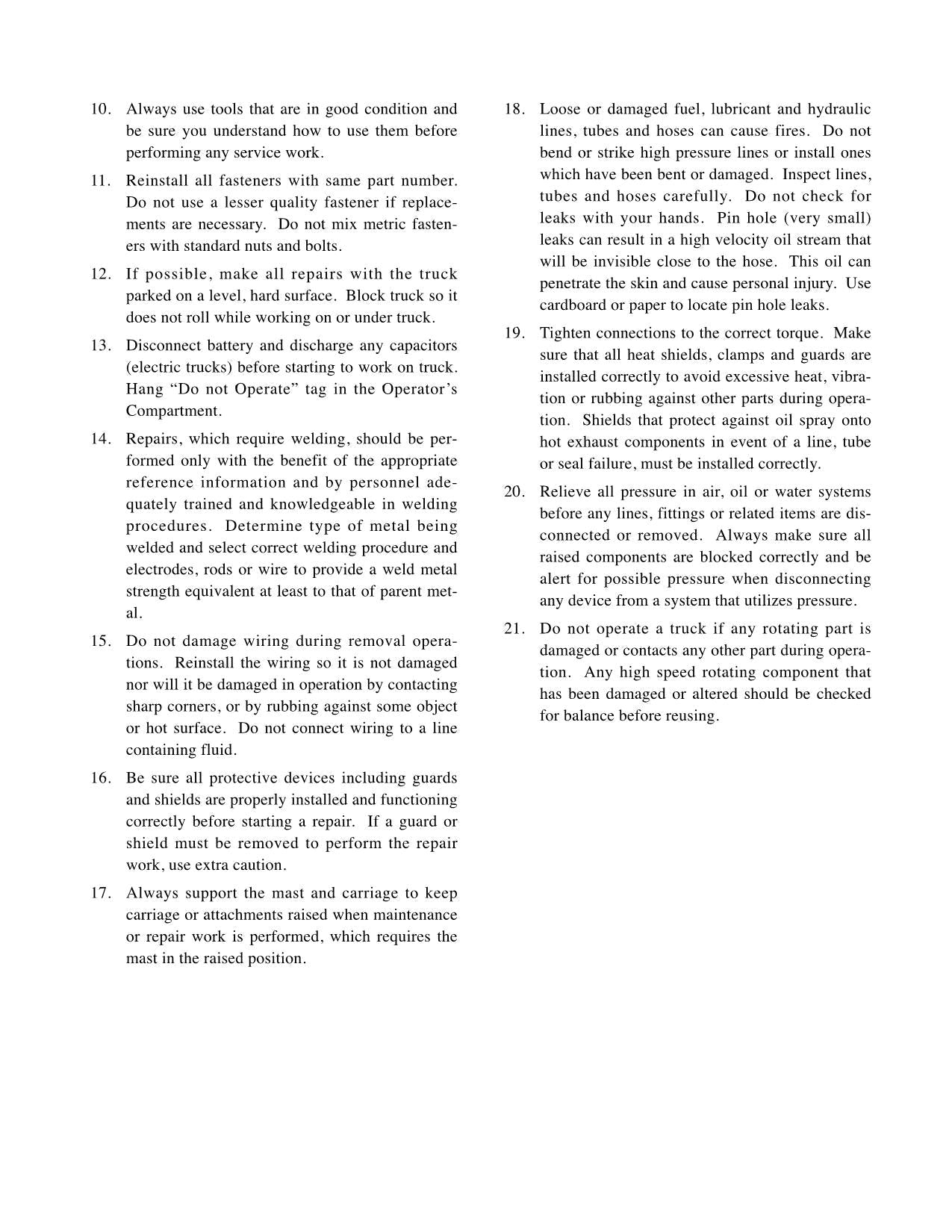 Manual de servicio del mástil del chasis de las carretillas elevadoras Caterpillar DP80 y DP90