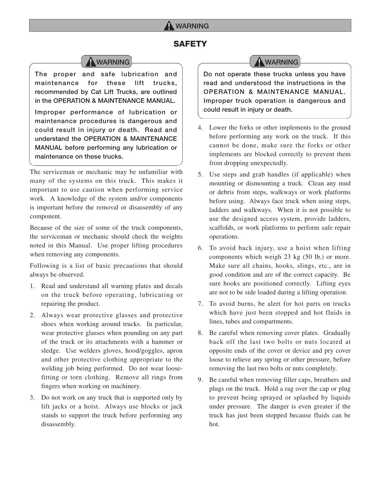 Manual de servicio de la carretilla elevadora Caterpillar GPE20CN GPE25N GPE30N GPE35AN