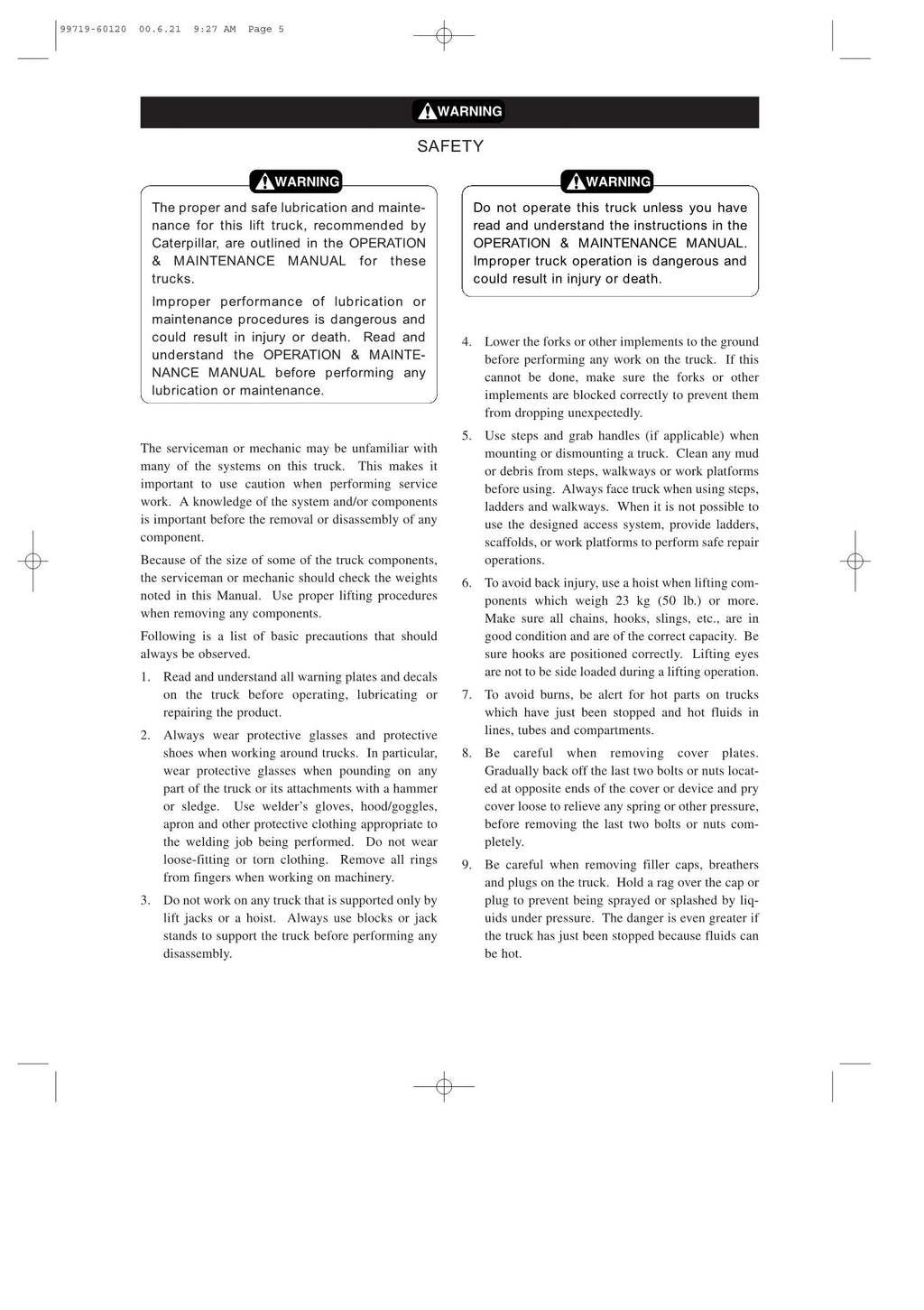 Manual de servicio de montacargas Caterpillar GP15K, GP18K, GP20K, GP25K, GP30K, GP35K y DP15K