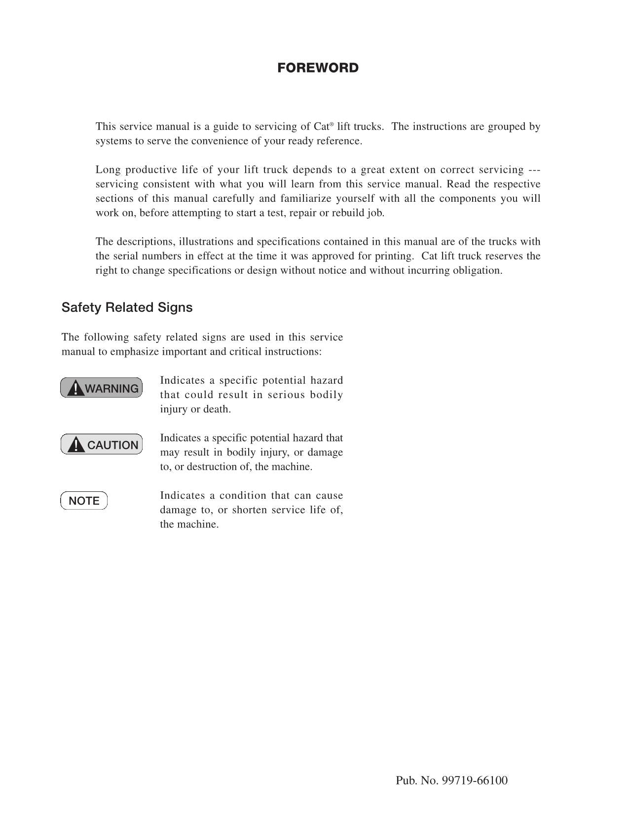 Manual de servicio de opciones para montacargas Caterpillar EP16KT EP18KT EP20KT MC FC