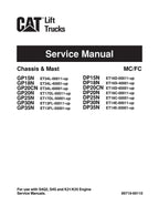 Manual de servicio de las carretillas elevadoras Caterpillar GP30N, GP35N, DP15N, DP18N, DP20CN, DP20N, DP25N y DP30N