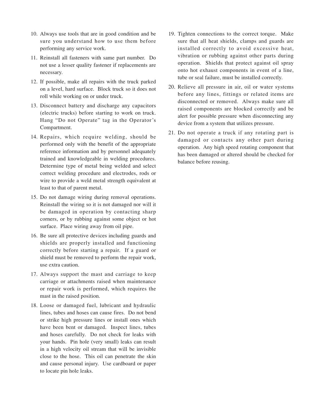 Manual de servicio del mástil del chasis de la carretilla elevadora Caterpillar GC30N y GC33N