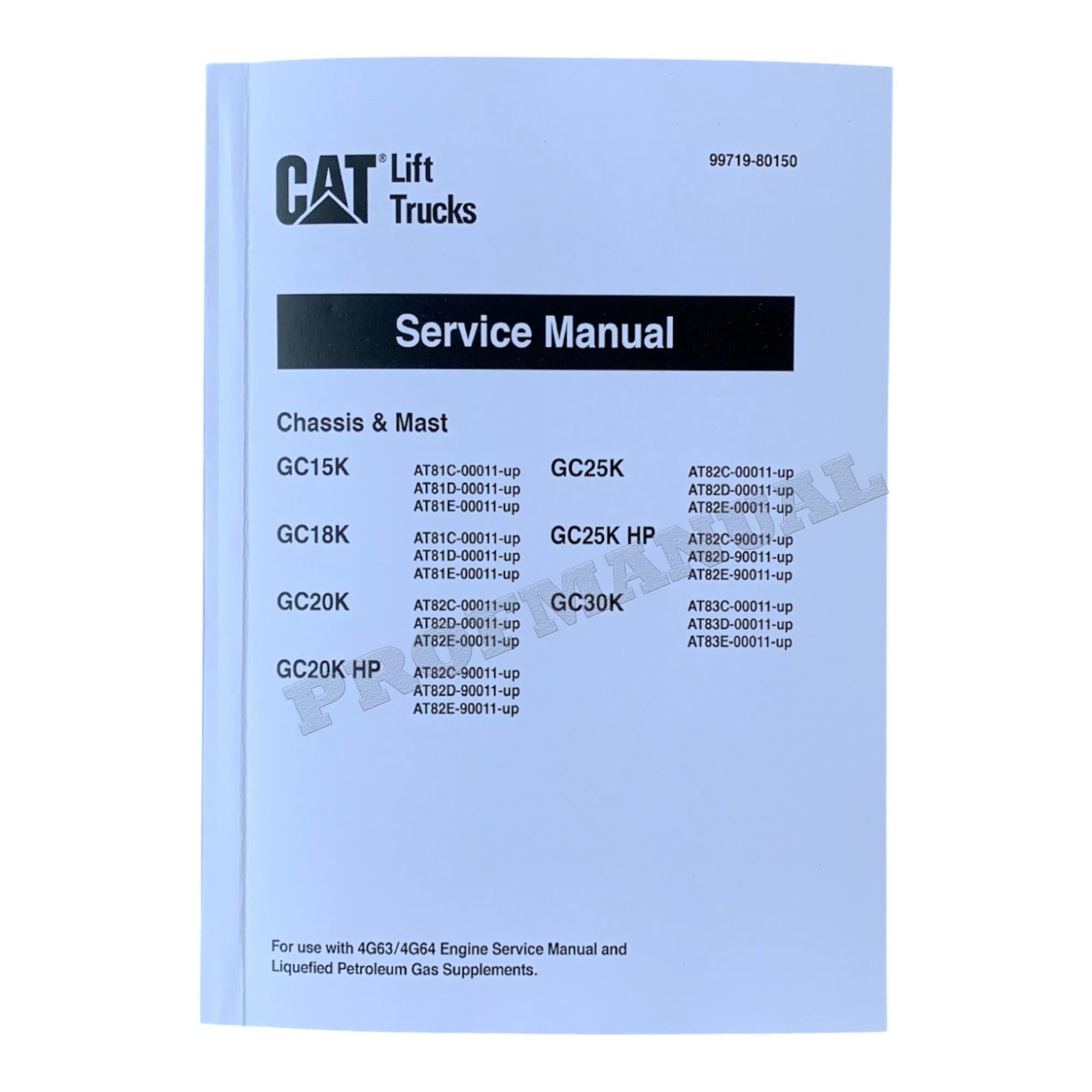 Manual de servicio del mástil del chasis de la carretilla elevadora Caterpillar GC25K, GC25K HP y GC30K
