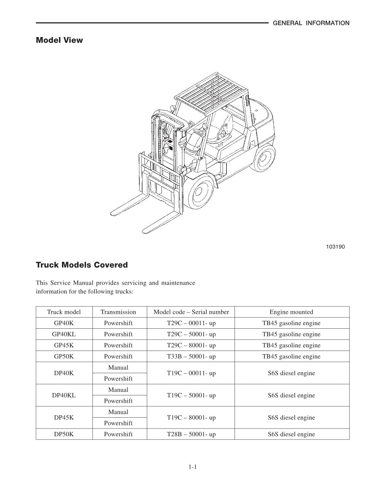 Manual de servicio de montacargas Caterpillar GP40K, GP40KL, GP45K, GP50K, DP40K y DP40KL 36130