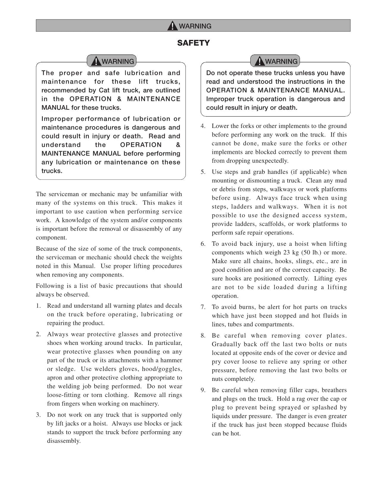 Manual de servicio de montacargas Caterpillar GP40K, GP40KL, GP45K, GP50K, DP40K y DP40KL 36130
