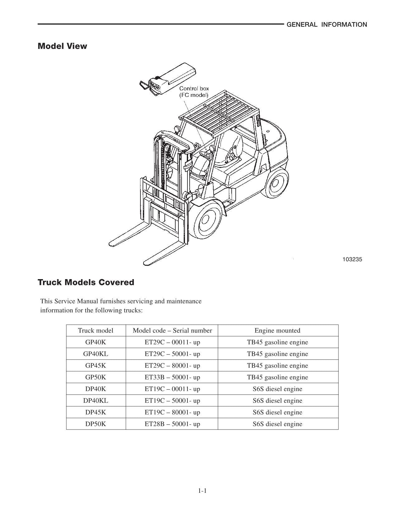 Manual de servicio opcional de la carretilla elevadora Caterpillar DP40K, DP40KL, DP45K y DP50K