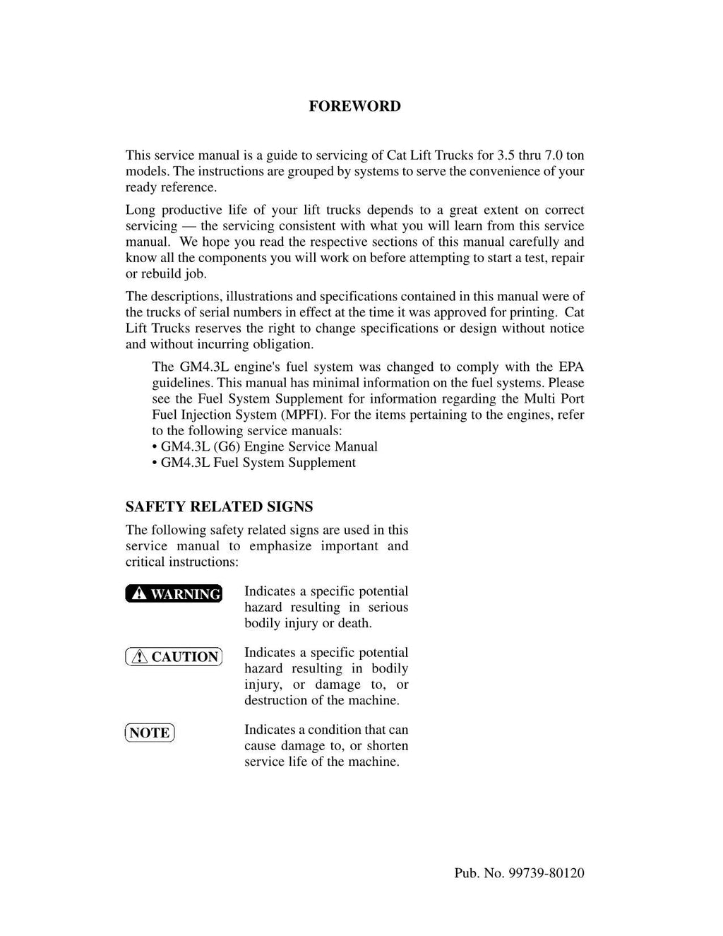Manual de servicio de la carretilla elevadora Caterpillar GC35K, GC40K, GC40K STR y GC45K SWB
