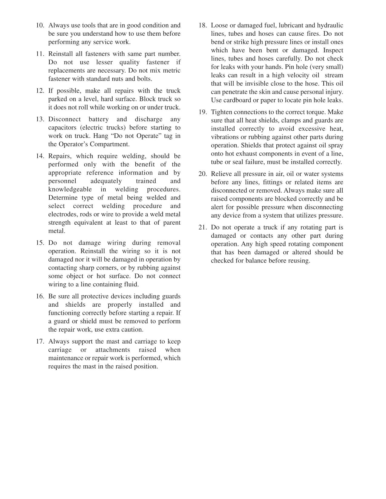 Manual de servicio del mástil del chasis de la carretilla elevadora Caterpillar GC45K, GC55K y GC55K STR