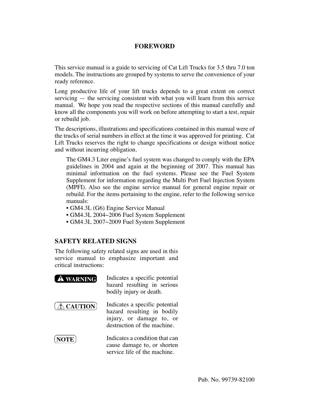Manual de servicio del mástil del chasis de la carretilla elevadora Caterpillar GC45K STR GC45K GC55K GC55K STR